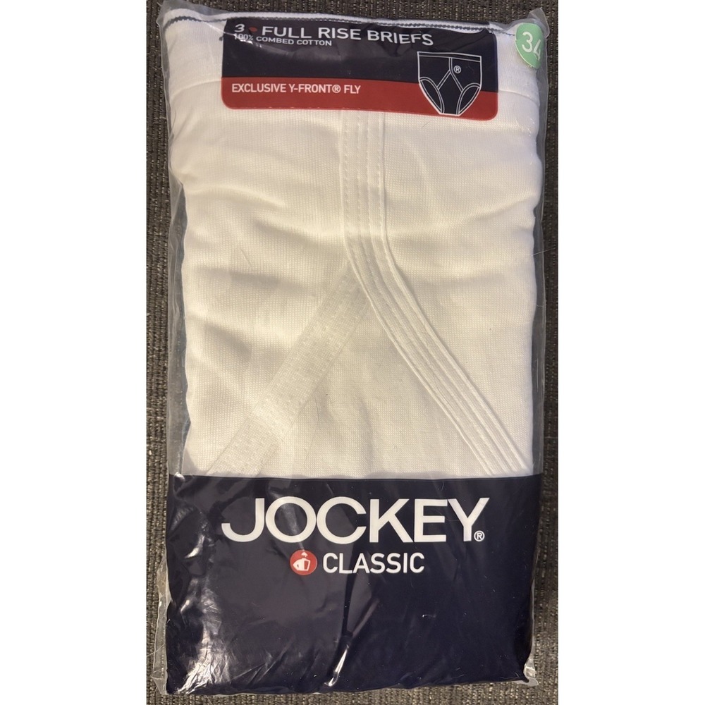 VTG NEW JOCKEY pack of 3 Full Rise Briefs White 34 Classic 2004